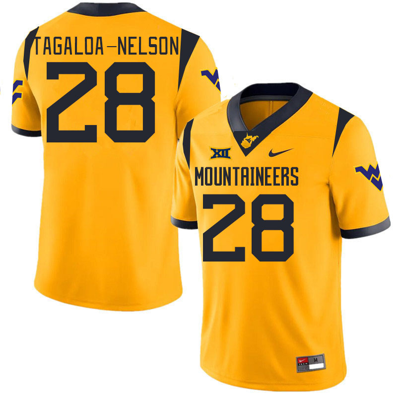 Men #28 Aden Tagaloa-Nelson West Virginia Mountaineers College 2024 New Uniforms Football Jerseys St